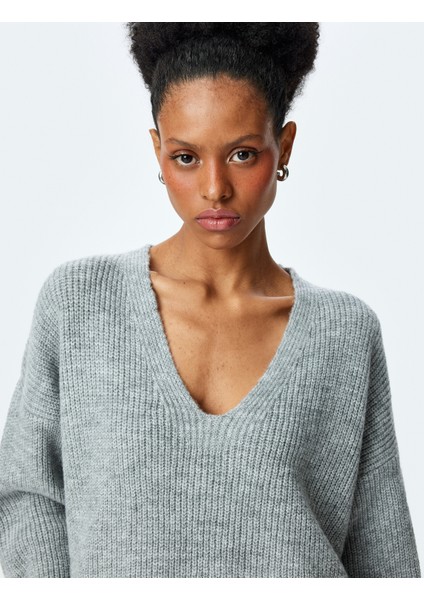 V Yaka Uzun Kollu Oversize Kazak fiyatları