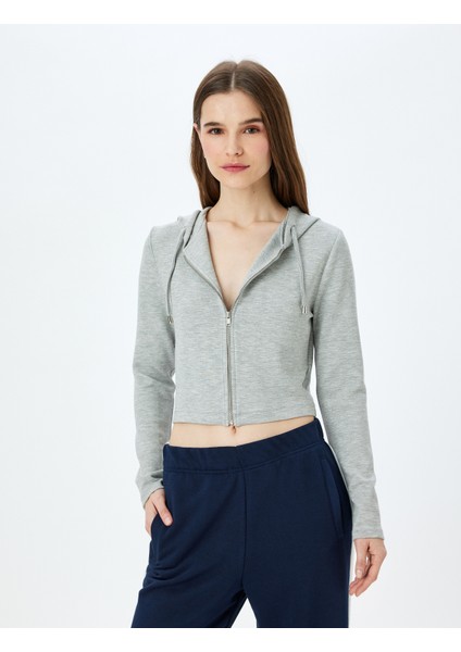 Kapüşonlu Fermuarlı Crop Sweatshirt modelleri