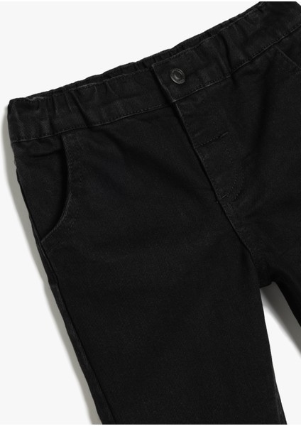 Kot Pantolon Cepli Beli Lastikli Havuç Kesim