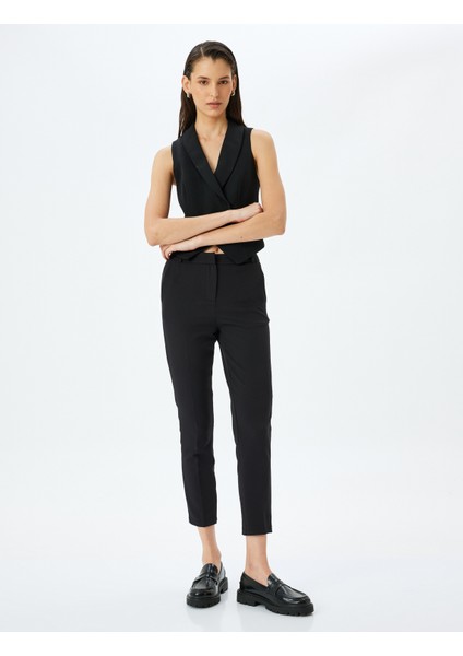 Yüksek Bel Slim Fit Cigarette Kumaş Pantolon