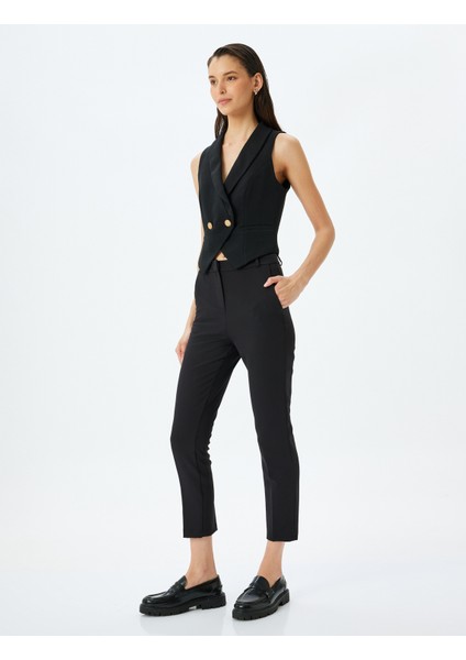 Yüksek Bel Slim Fit Cigarette Kumaş Pantolon