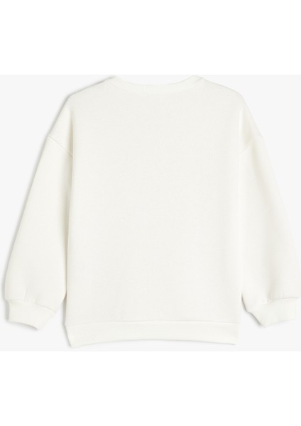 Tavşan Baskılı Uzun Kollu Bisiklet Yaka Sweatshirt fiyatları