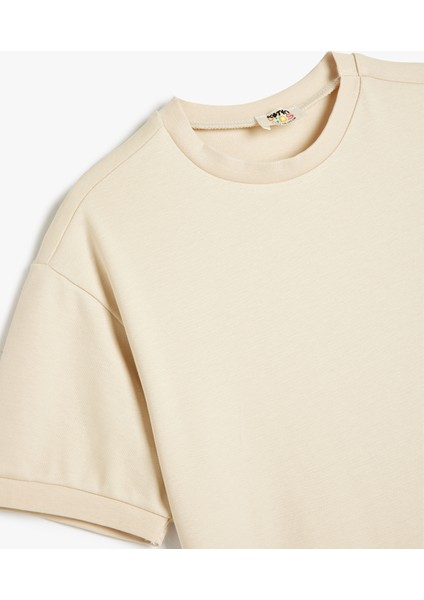 Oversize Basic T-Shirt Kısa Kollu Bisiklet Yaka Pamuklu