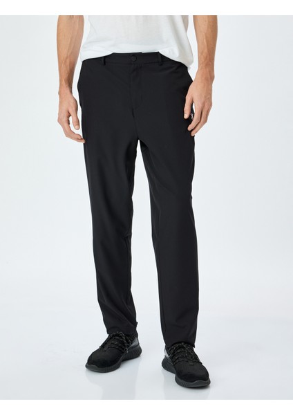 Nakış Detaylı Straight Basic Düğmeli Spor Eşofman Altı modelleri