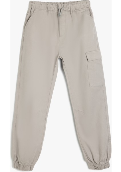 Jogger Kargo Pantolon Beli Lastikli Cep Detaylı Pamuklu