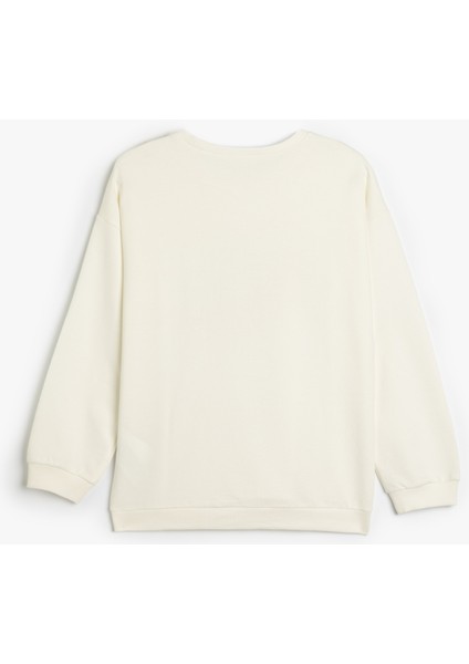 Sweatshirt Çilek Baskılı Uzun Kollu Bisiklet Yaka Pamuklu