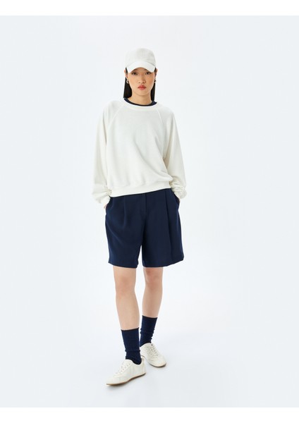 Bisiklet Yaka Uzun Kollu Basic Oversize Sweatshirt