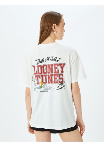 Looney Tunes Baskılı Lisanslı Bisiklet Yaka Kısa Kollu Oversize T-Shirt fırsatları