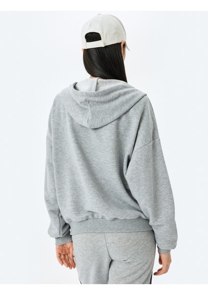 Fermuarlı Kanguru Cepli Oversize Kapüşonlu Sweatshirt