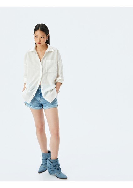 Klasik Yaka Düğmeli Cep Detaylı Uzun Kollu Gömlek