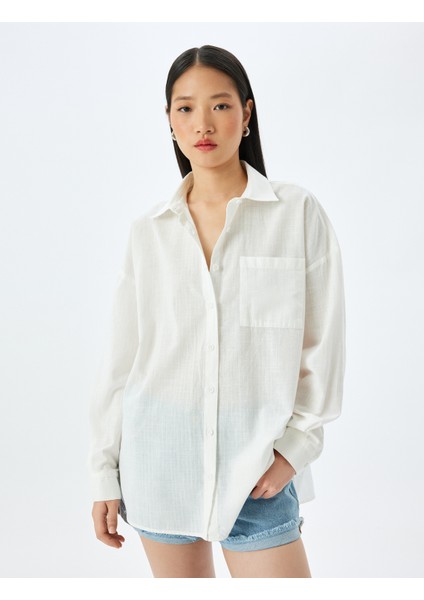 Klasik Yaka Düğmeli Cep Detaylı Uzun Kollu Gömlek modelleri