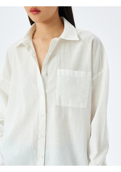 Klasik Yaka Düğmeli Cep Detaylı Uzun Kollu Gömlek indirimleri