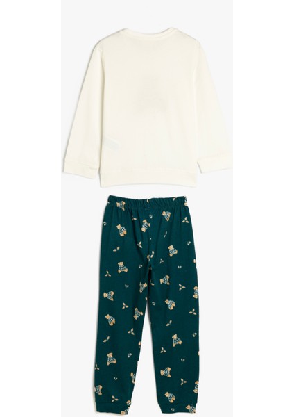 Teddy Bear Baskılı Uzun Kollu Pamuklu Pijama Takımı fiyatları