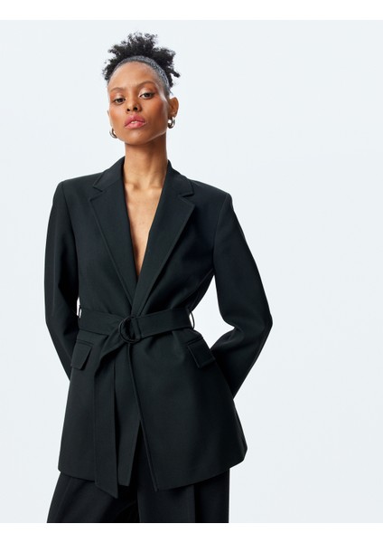Slim Fit Kruvaze Uzun Kemerli Blazer Ceket fiyatları