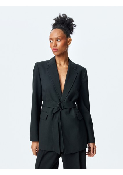 Slim Fit Kruvaze Uzun Kemerli Blazer Ceket modelleri