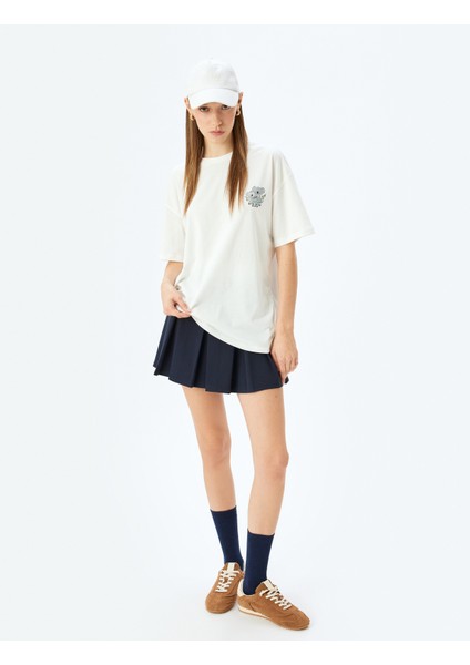 Koala Baskılı Bisiklet Yaka Rahat Kalıp Kısa Kollu T-Shirt fiyatları