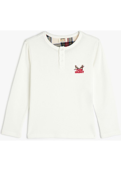 Pamuklu Pijama Üstü Uzun Kollu Yuvarlak Yaka