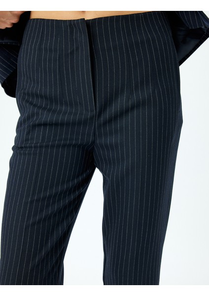 Slim Fit Yüksek Bel Cigarette Çizgili Pantolon