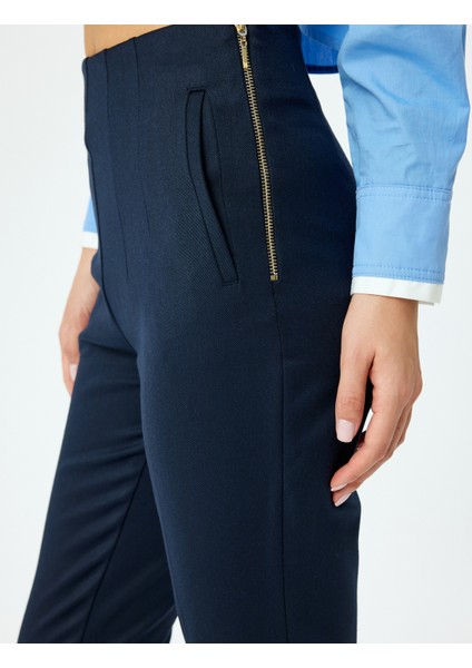 Yandan Fermuar Kapamalı Yüksek Bel Slim Fit Cigarette Pantolon