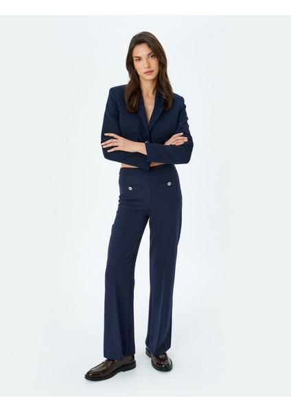 Kruvaze Düğmeli Crop Blazer Ceket