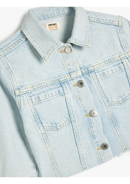 Düğme Detaylı Pamuklu Crop Denim Ceket modelleri