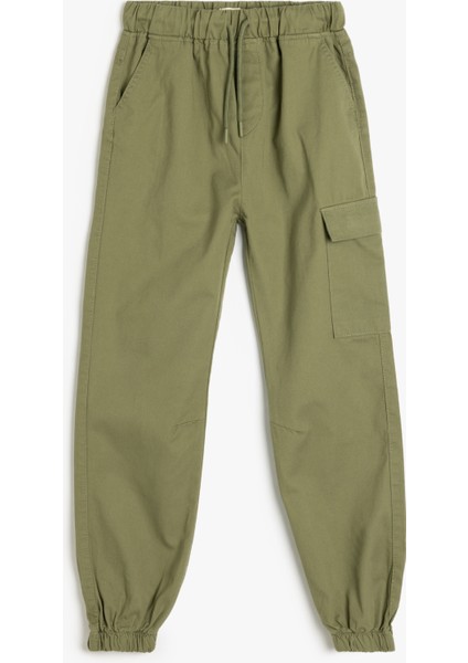 Jogger Kargo Pantolon Beli Lastikli Cep Detaylı Pamuklu