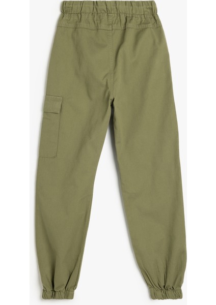Jogger Kargo Pantolon Beli Lastikli Cep Detaylı Pamuklu