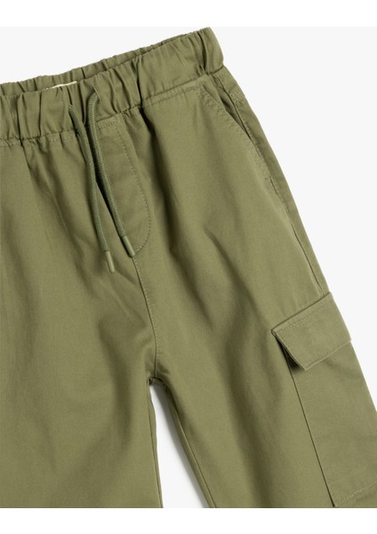 Jogger Kargo Pantolon Beli Lastikli Cep Detaylı Pamuklu