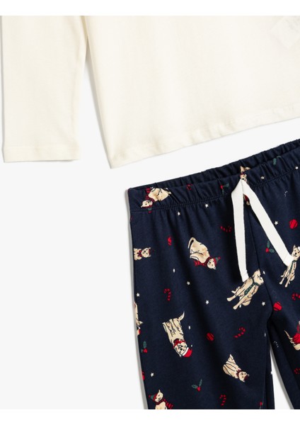 Kedi ve Köpek Baskı Detaylı Uzun Kollu Pamuklu Pijama Takımı modelleri