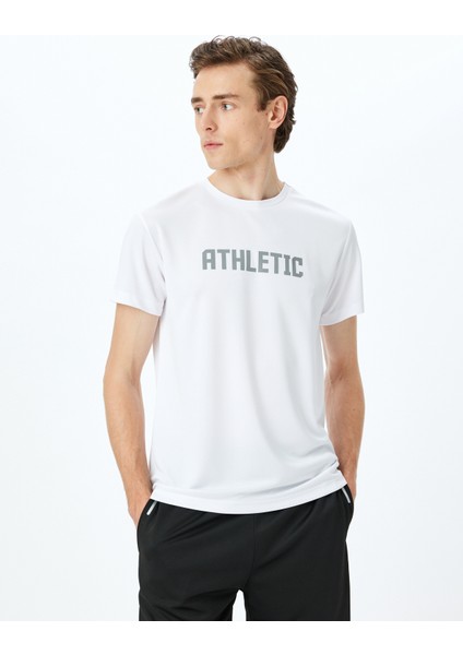 Bisiklet Yaka Slogan Baskılı Kısa Kollu Spor T-Shirt modelleri