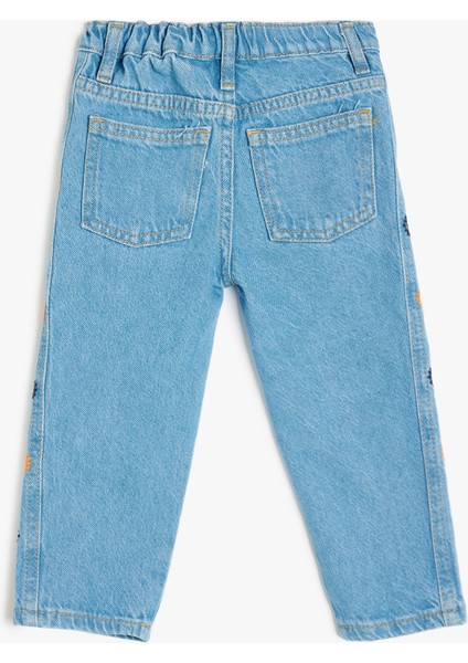Nakış Detaylı Pamuklu Denim Pantolon
