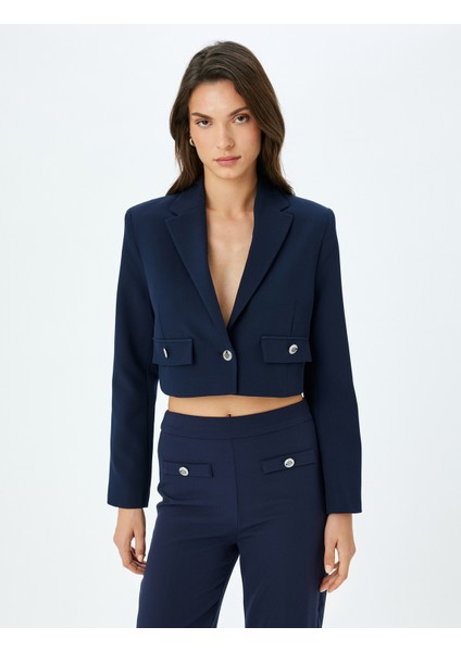 Kruvaze Düğmeli Crop Blazer Ceket modelleri