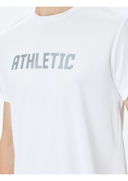 Bisiklet Yaka Slogan Baskılı Kısa Kollu Spor T-Shirt indirimleri