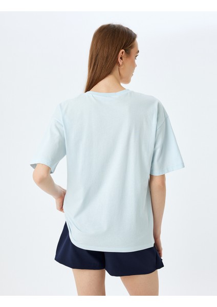 Kedi Baskılı Kısa Kollu Bisiklet Yaka Oversize T-Shirt fırsatları