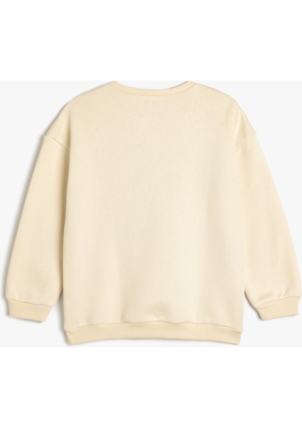 Ayıcık Baskılı Uzun Kollu Bisiklet Yaka Sweatshirt fiyatları