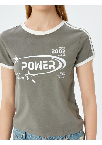 Slogan Baskılı Bisiklet Yaka Kısa Kollu Biyeli Slim Fit T-Shirt indirimleri