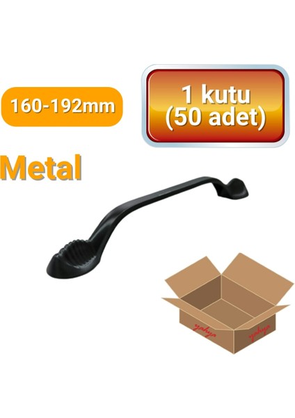 50 Adet Aras Mat Siyah Metal Mobilya Kulbu 160 mm - 192 mm