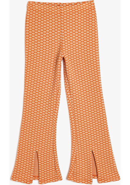 Yırtmaç Detaylı Ispanyol Paça Desenli Pantolon