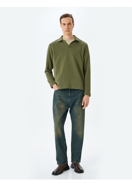 Uzun Kollu Pamuk Karışımlı Polo Yaka Sweatshirt fiyatları