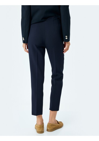 Slim Fit Cepli Yüksek Bel Cigarette Kumaş Pantolon