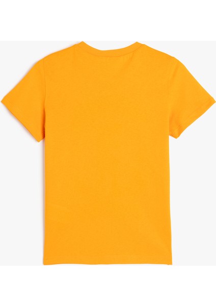 T-Shirt Dinozor Baskılı Kısa Kollu Bisiklet Yaka Pamuklu fiyatları