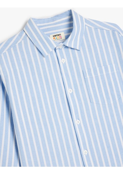 Çizgili Tek Cepli Uzun Kollu Gömlek modelleri