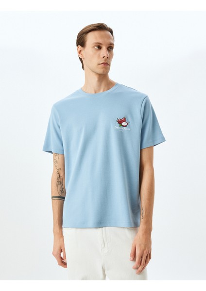 Bisiklet Yaka Kısa Kollu Pamuklu Baskılı T-Shirt modelleri
