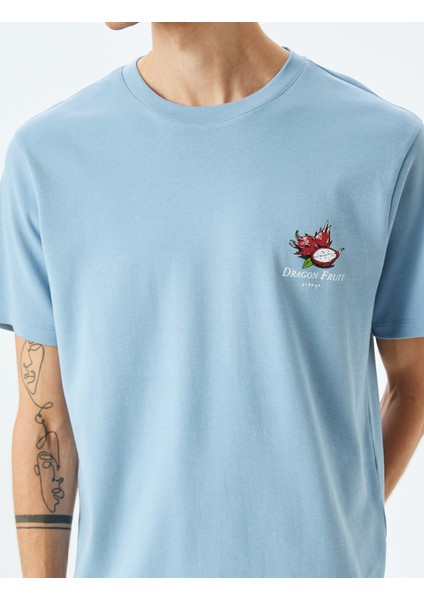 Bisiklet Yaka Kısa Kollu Pamuklu Baskılı T-Shirt indirimleri