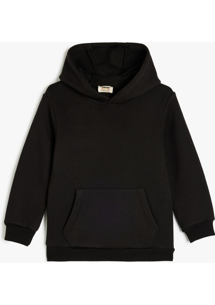 Kanguru Cepli Uzun Kollu Basic Kapşonlu Sweatshirt