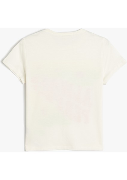 T-Shirt Kısa Kollu Bisiklet Yaka Slogan Baskılı Sim Detaylı Pamuklu fiyatları