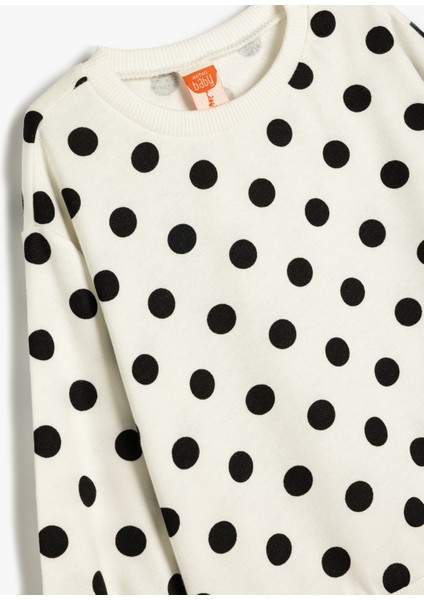 Baskılı Pamuklu Bisiklet Yaka Uzun Kollu Sweatshirt modelleri