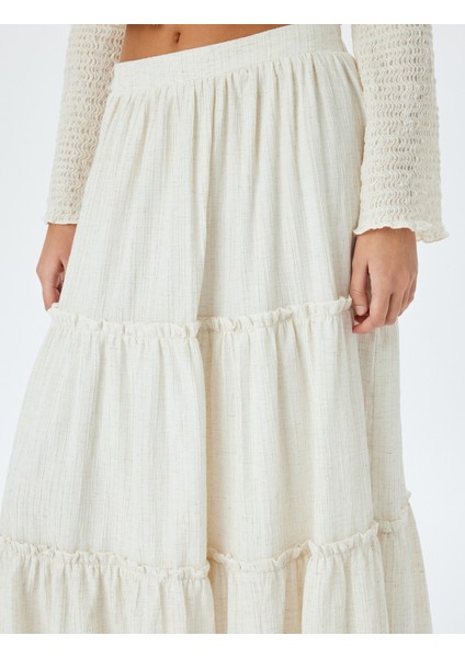 Keten Karışımlı Yüksek Bel Uzun Etek indirimleri