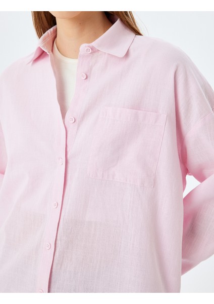 Klasik Yaka Düğmeli Cep Detaylı Uzun Kollu Gömlek indirimleri