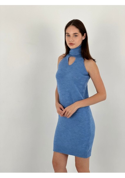 Kolsuz Kısa Şık Kadın Triko Kazak Elbise Women Knitted Dress fırsatları